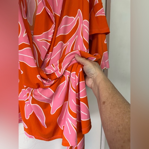 Venus Floral Wrap Top - Orange and Pink - Picture 2 of 5